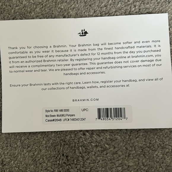 Brahmin Mod Bowie Multi Pompano Purse w Crossbody Strap Pineapple Design 🍍 - Picture 8 of 8